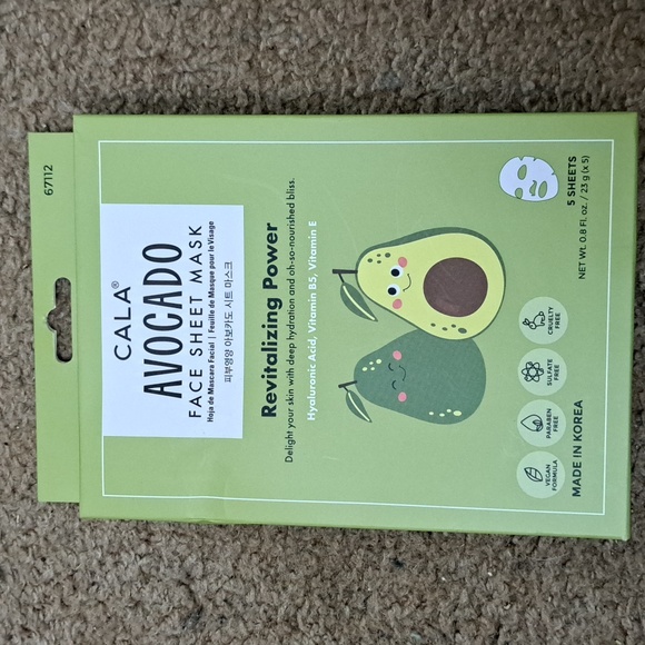 Cala Korean Avocado Face Sheet Mask Set (5) New - Picture 2 of 7